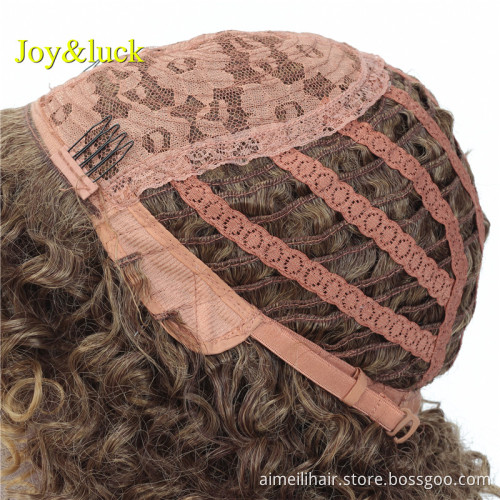 Women's Wig Burgundy Color Wholesale Price Wigs With Bangs Black Woman Ladies Hair Bouncy Curly Short Synthetic Hair Wigs